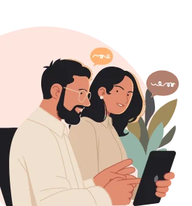 a couple checking cellphone apps